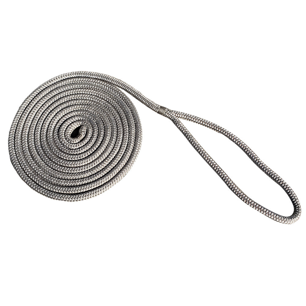 New England Rope 3/8" x 25 Nylon Double Braid Dock Line - Grey