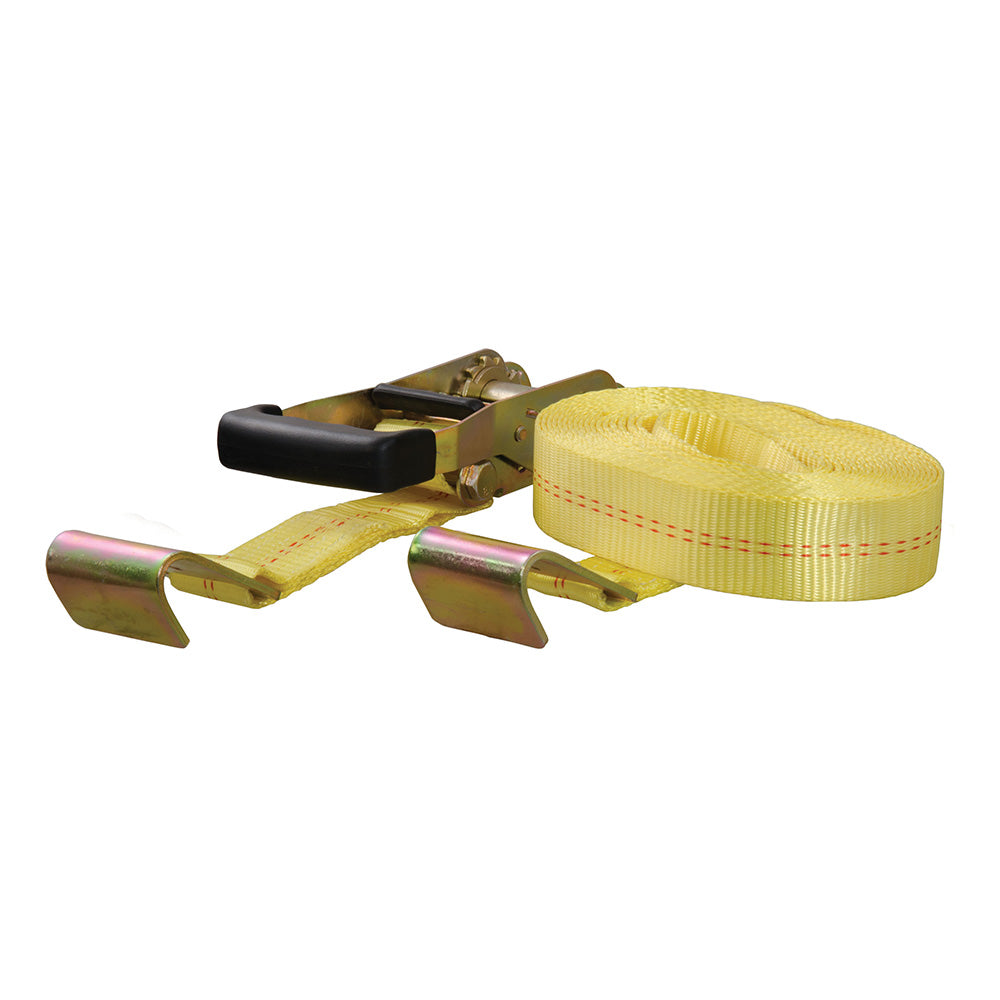 CURT 27 Yellow Cargo Strap w/Flat Hooks - 3,333 lbs