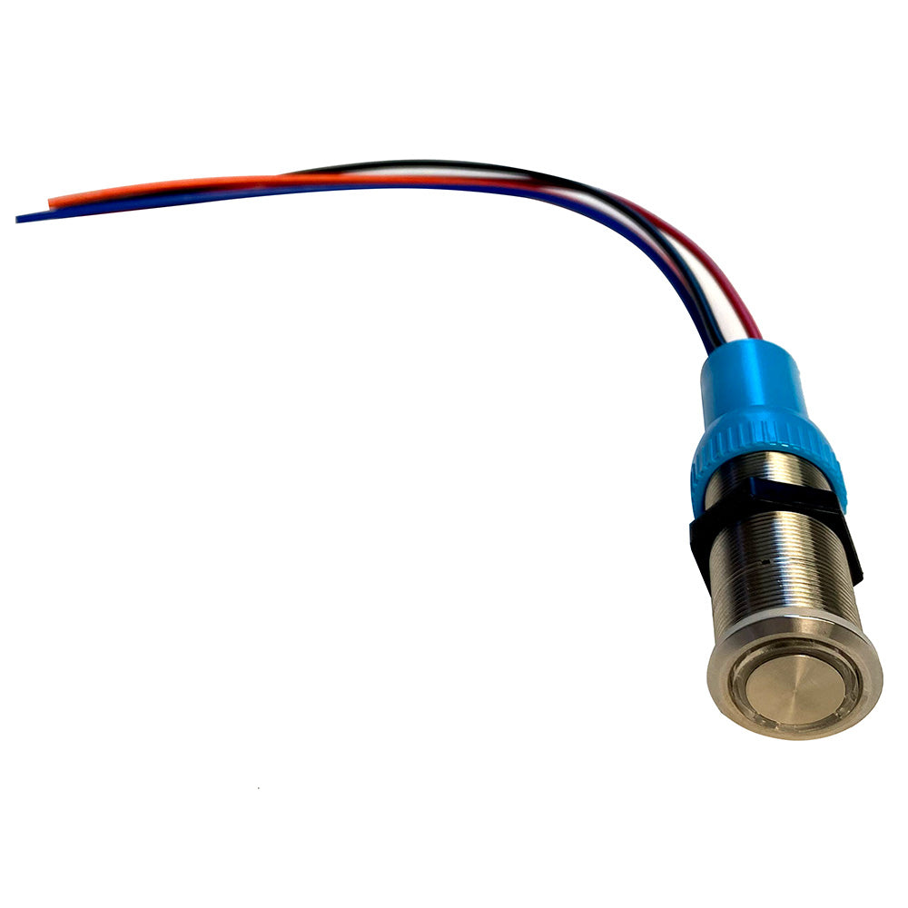 Bluewater 22mm Push Button Switch - Off/(On)/(On) Double Momentary Contact - Blue/Green/Red LED - 1' Lead