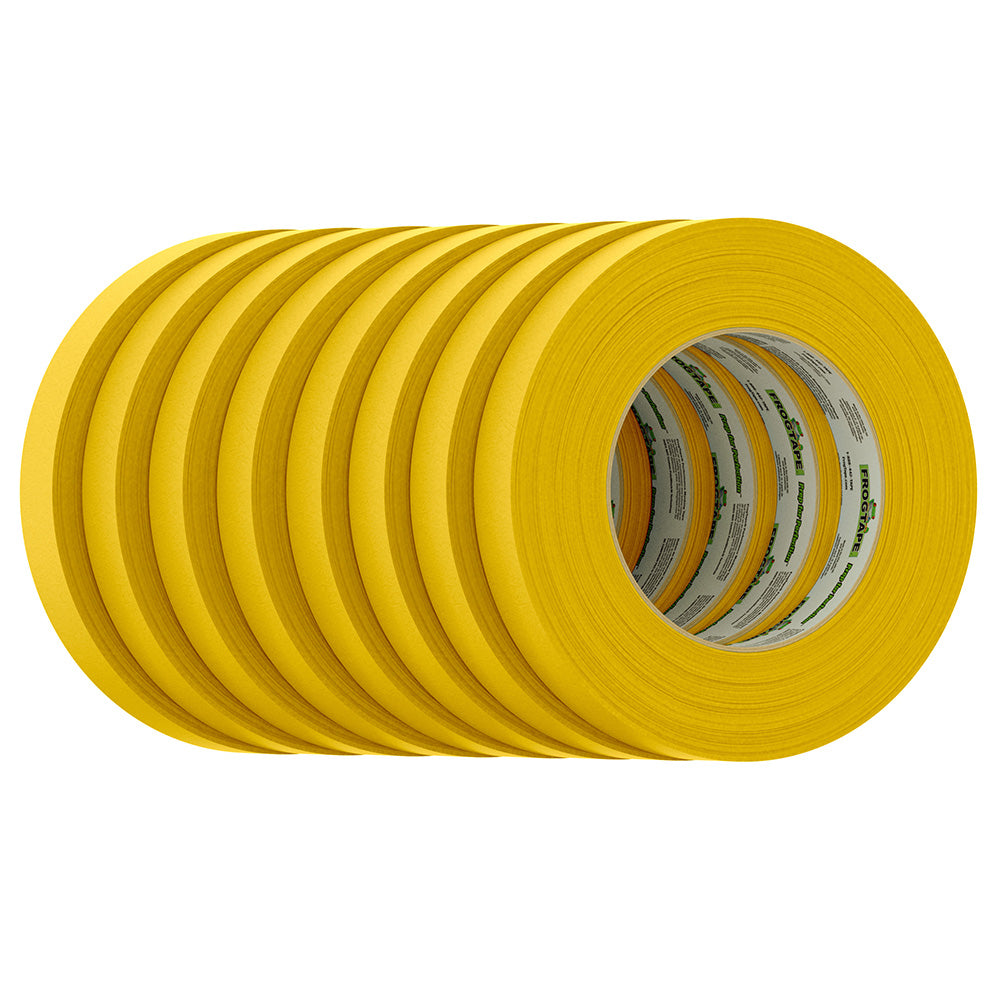 FrogTape CP 225 Medium-High Adhesion Masking Tape - 18MM x 55M x 8-Pack - Gold - Rated for 225F