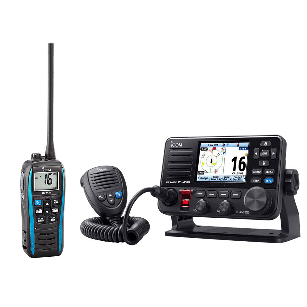 Icom M510 EVO 51 VHF w/AIS  NMEA 2000  FREE M25 Floating Handheld VHF Marine Radio - 5W - Blue