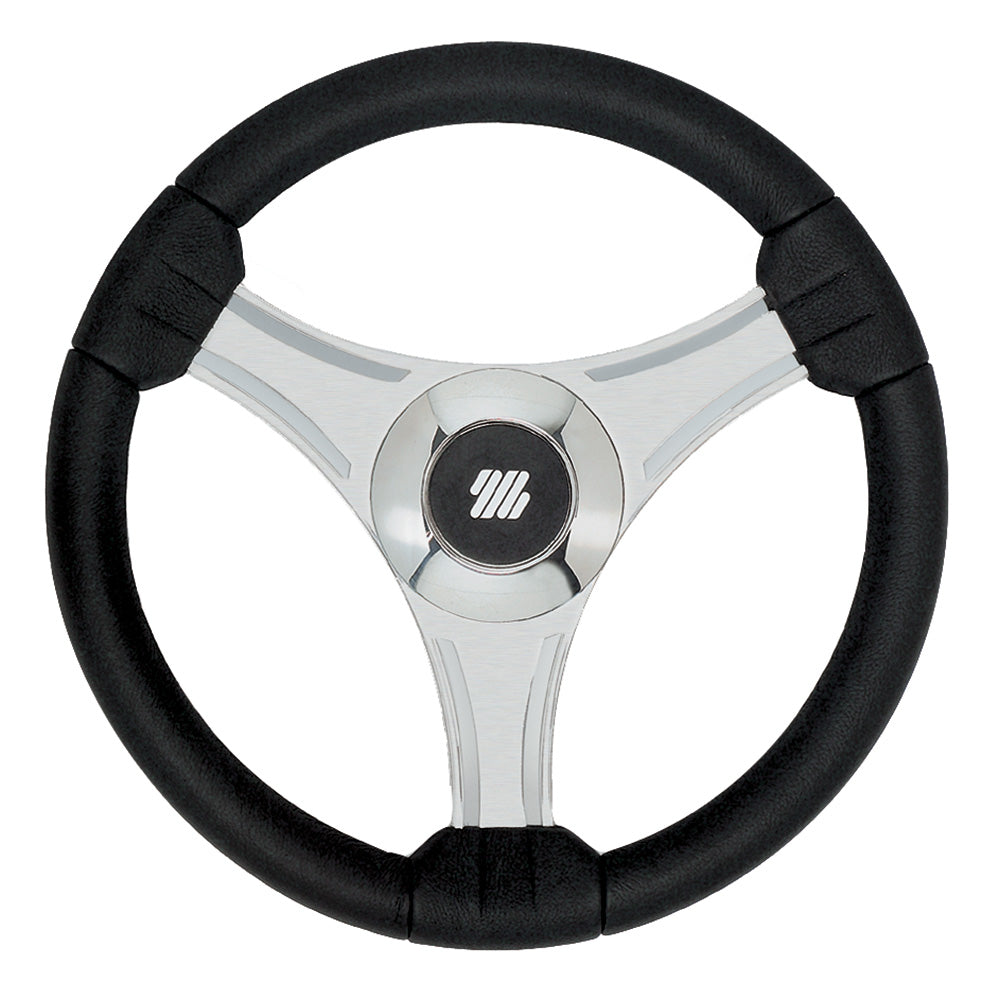 Uflex - Tavolara - 13.8" Black Polyurethane Steering Wheel w/Silver Spokes  X62 Hub