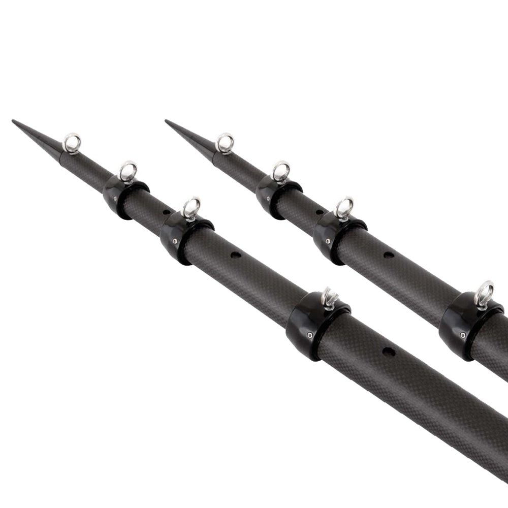 Tigress 15' XD 3K Carbon Fiber Telescoping Outrigger Poles - Matte Black/ Black - Pair