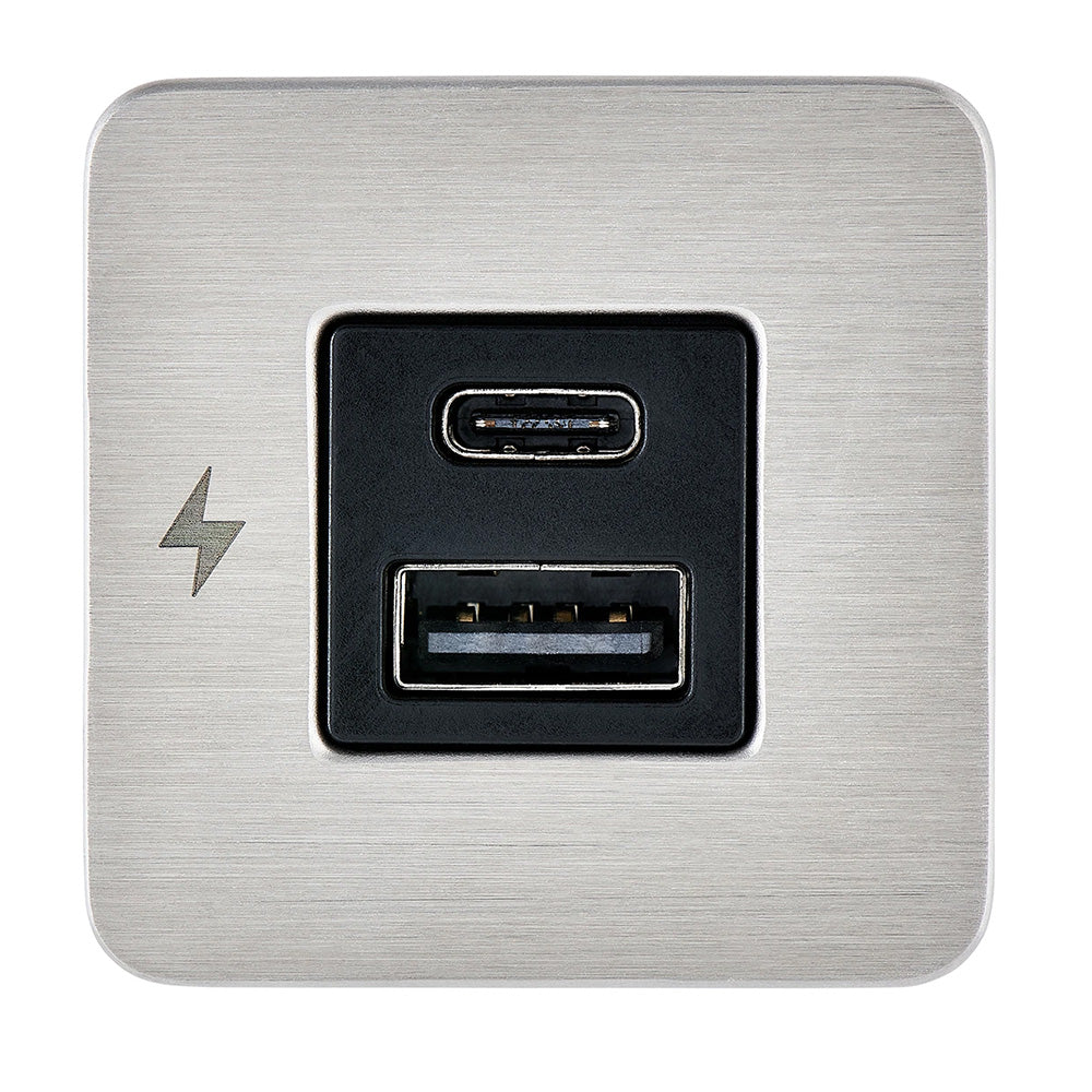 Scanstrut TILE USB-A/USB-C Interior Charging Socket - 12/24V - Stainless Steel Bezel