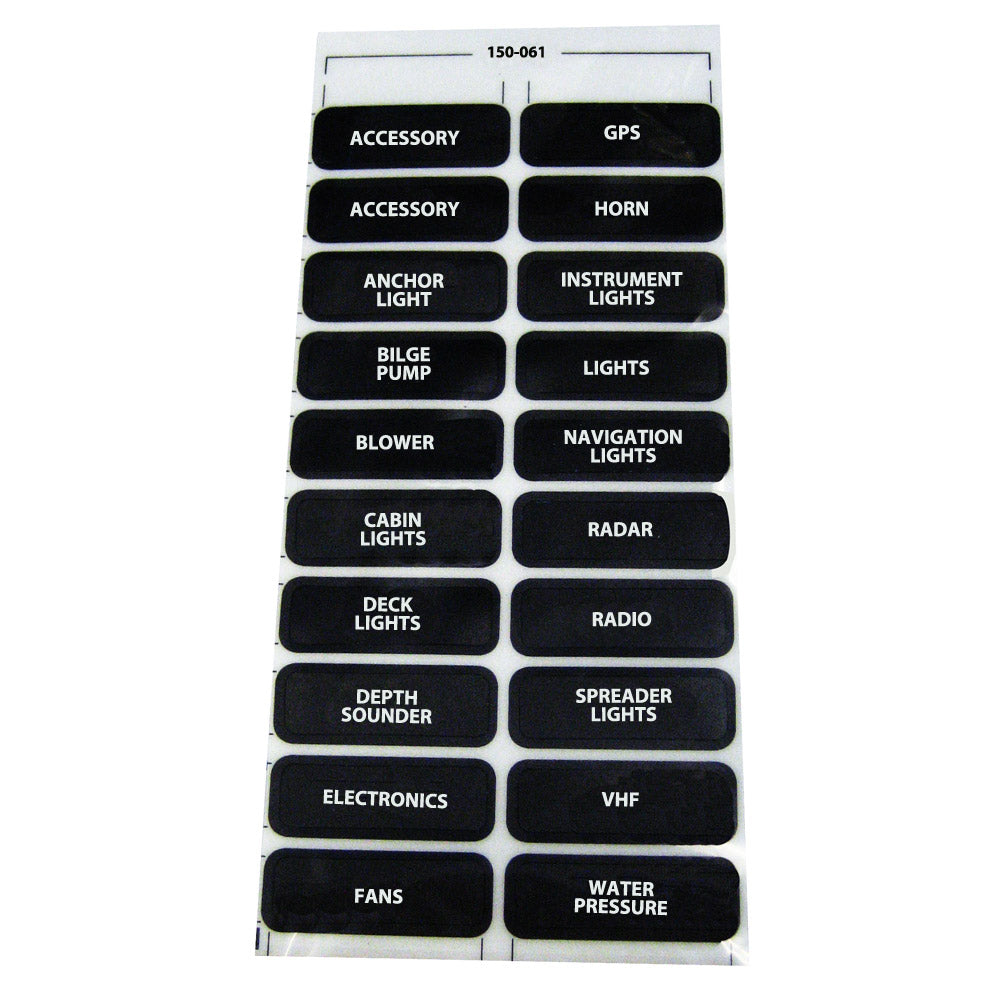 Paneltronics DC-20 Assorted Label Sheet