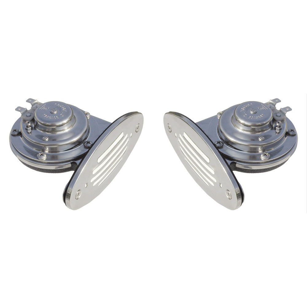 Schmitt Marine Mini Stainless Steel Dual Drop-In Horn w/Stainless Steel Grills High  Low Pitch