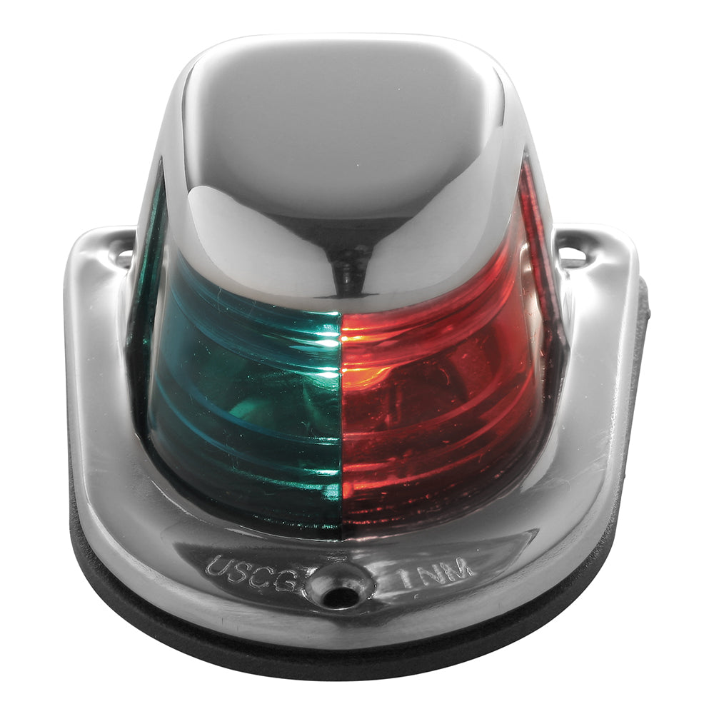 Attwood 1-Mile Deck Mount, Bi-Color Red/Green Combo Sidelight - 12V - Stainless Steel Housing