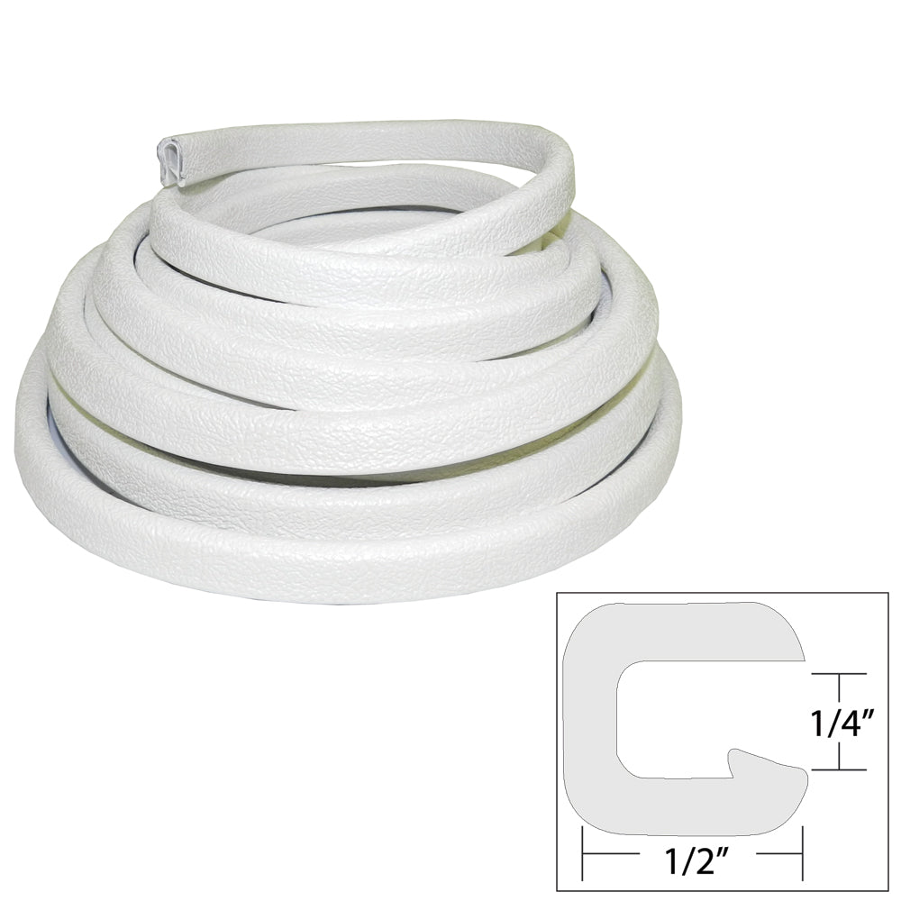 TACO Flexible Vinyl Trim - 1/4" Opening x 1/2"W x 25'L - White