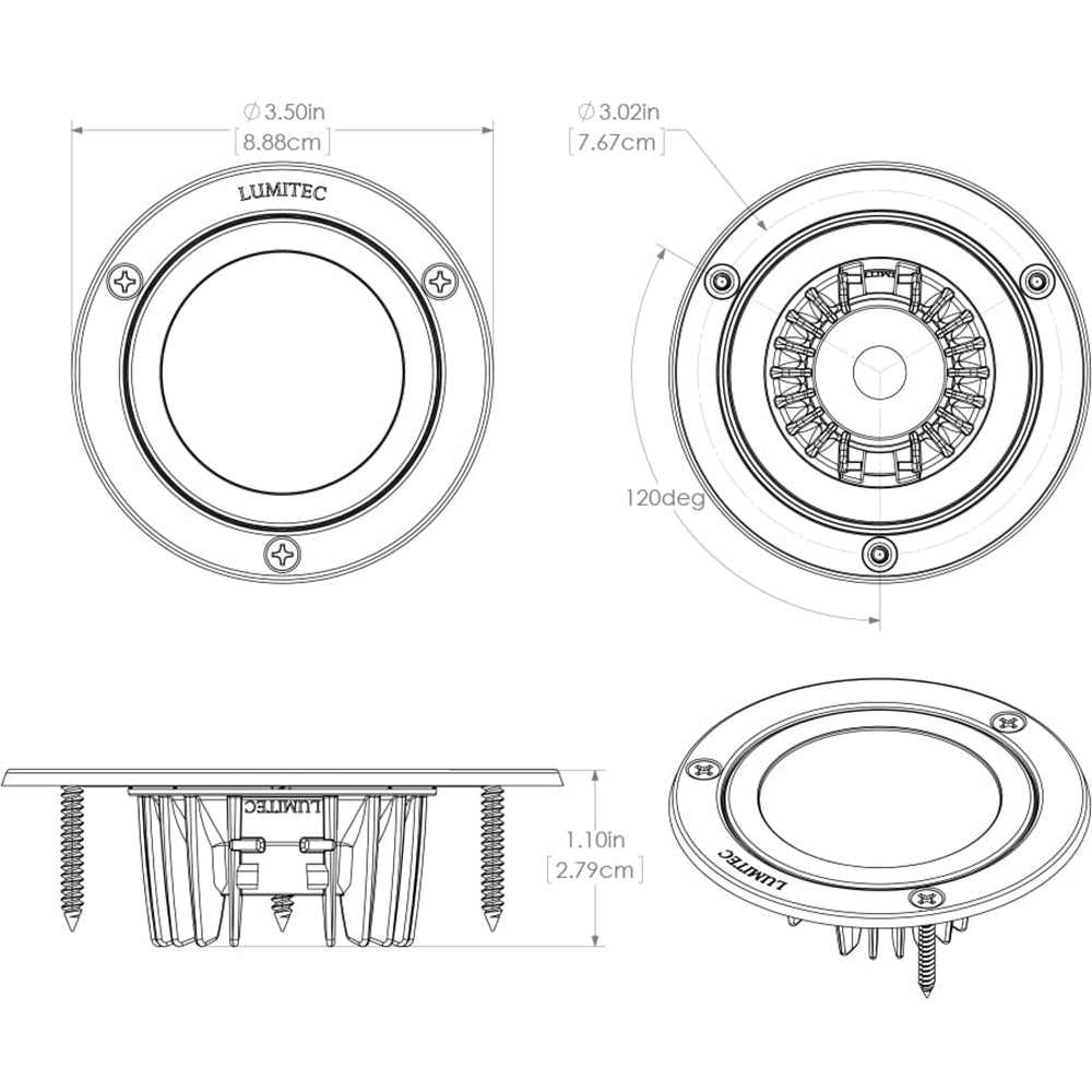 Lumitec Shadow - Flush Mount Down Light - White Finish - White Non-Dimming