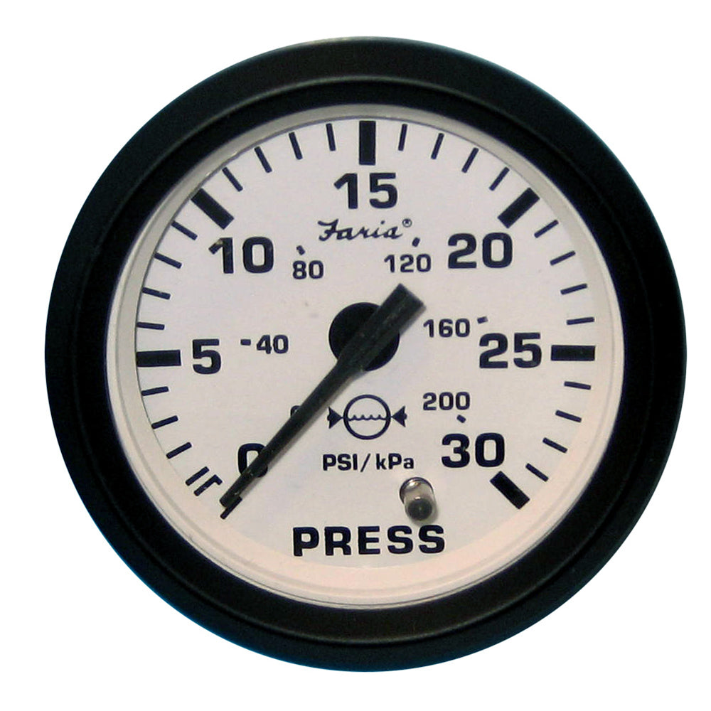 Faria Euro White 2" Water Pressure Gauge (30 PSI)