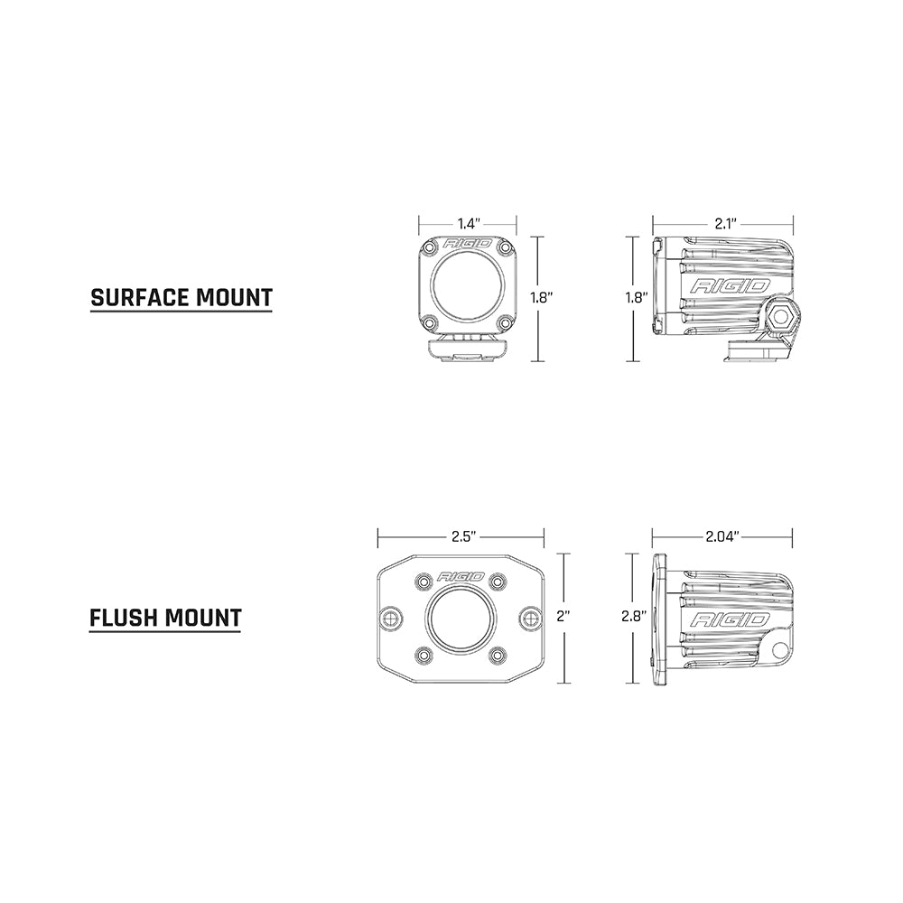 RIGID Industries Ignite Surface Mount Diffused - Pair - Black