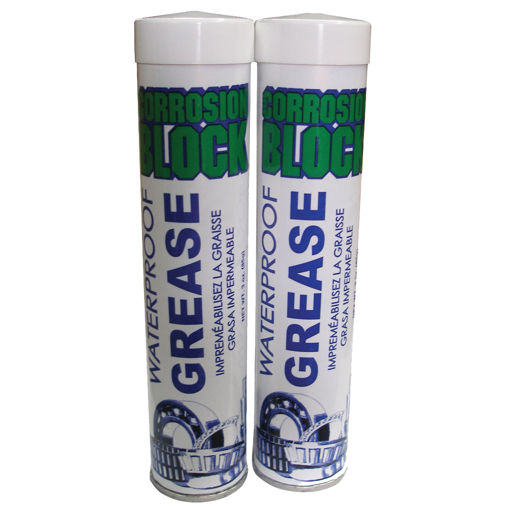 Corrosion Block High Performance Waterproof Grease - (2) 3oz Cartridges - Non-Hazmat, Non-Flammable  Non-Toxic