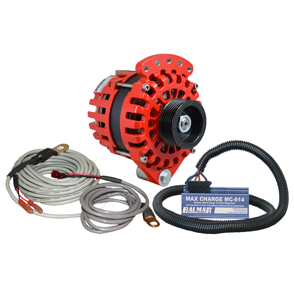 Balmar Alternator 1-2" Single Foot K6 Serpentine Pulley Regulator  Temp Sensor - 170A Kit - 12V