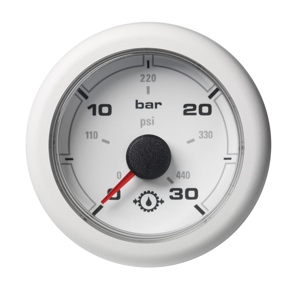 Veratron 52MM (2-1/16") OceanLink Transmission Oil Pressure Gauge - 30 Bar/440 PSI - White Dial  Bezel