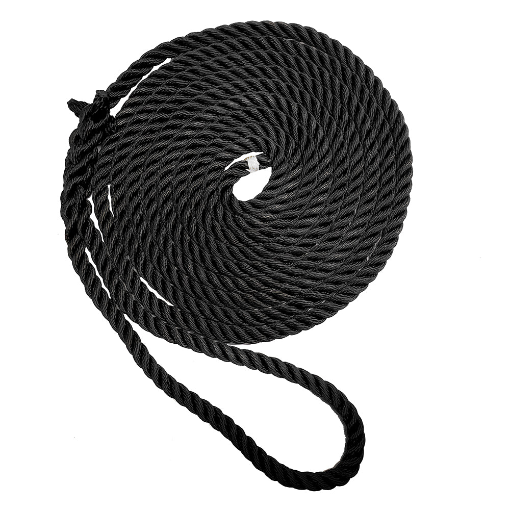 New England Ropes 3/4" Premium 3-Strand Dock Line - Black - 35