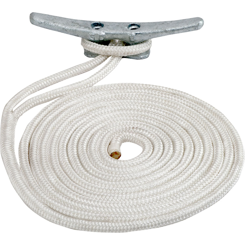 Sea-Dog Double Braided Nylon Dock Line - 3/8" x 10 - White