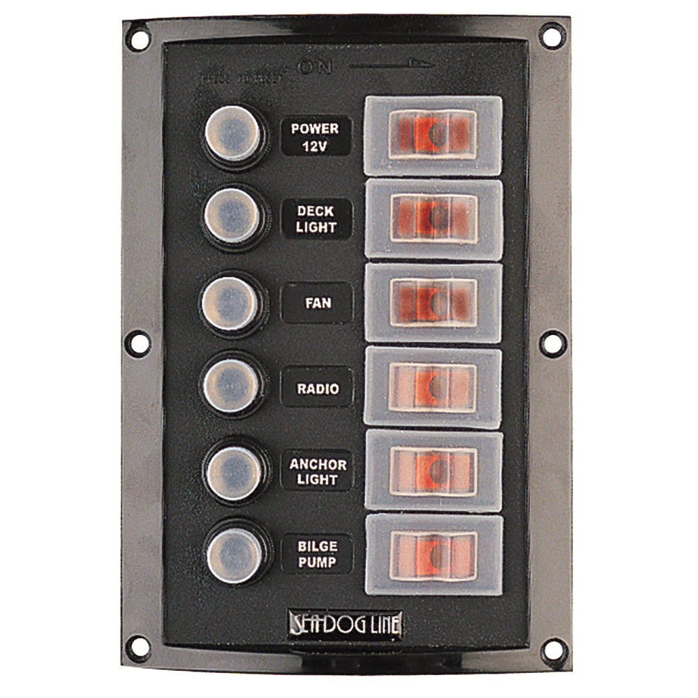 Sea-Dog Splash Guard Circuit Breaker Panel - 6 Circuit