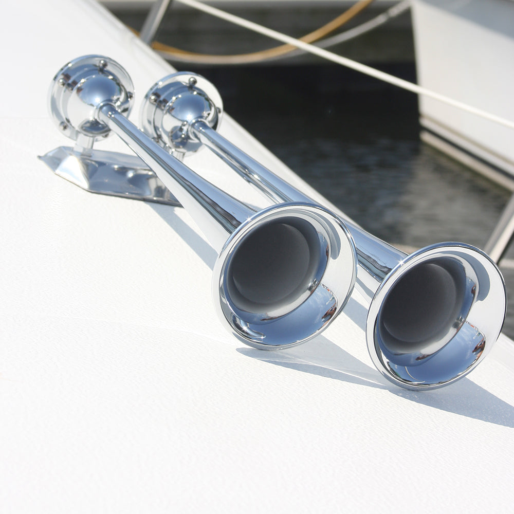 Marinco 24V Chrome Plated Dual Trumpet Air Horn