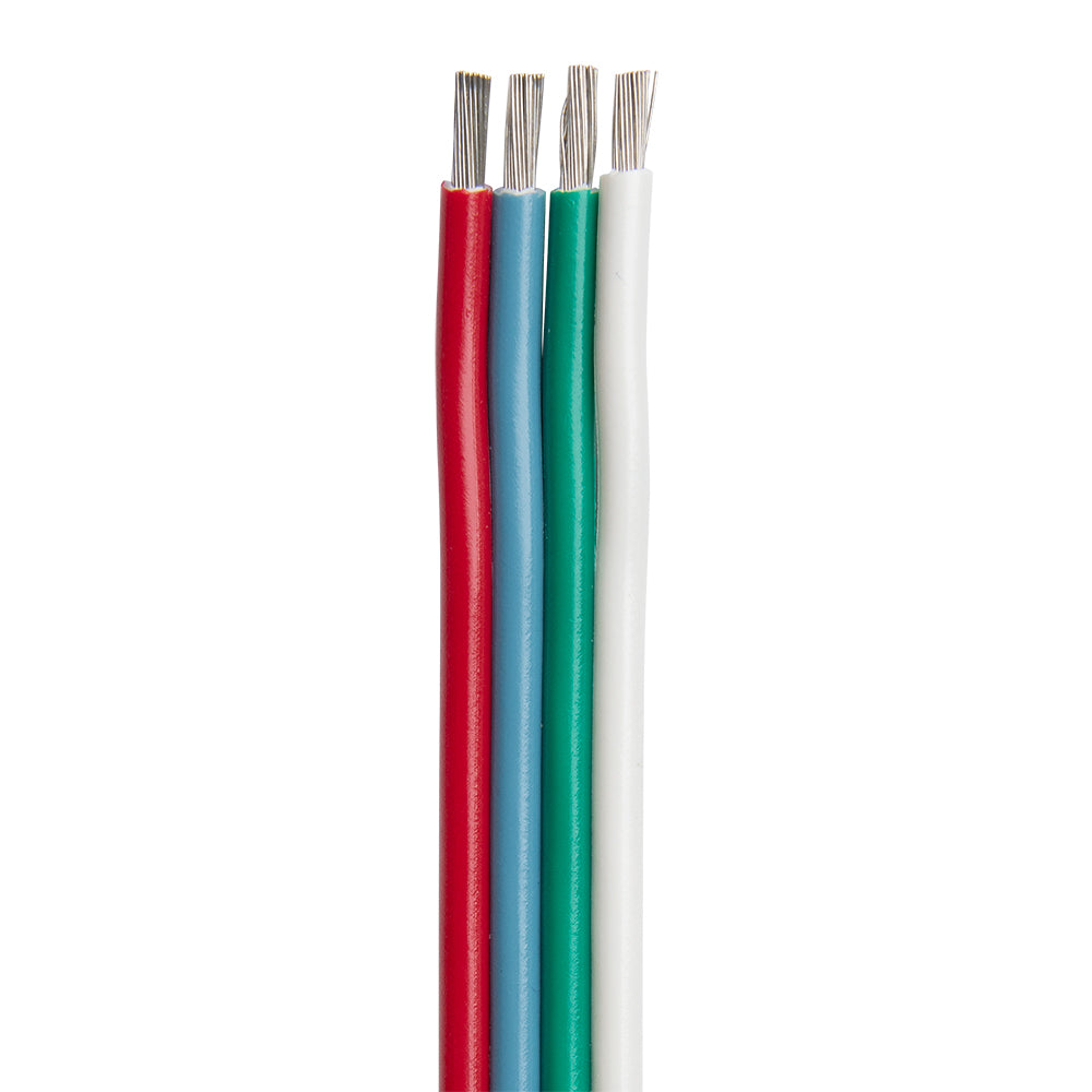 Ancor Flat Ribbon Bonded RGB Cable 18/4 AWG - Red, Light Blue, Green  White - 100