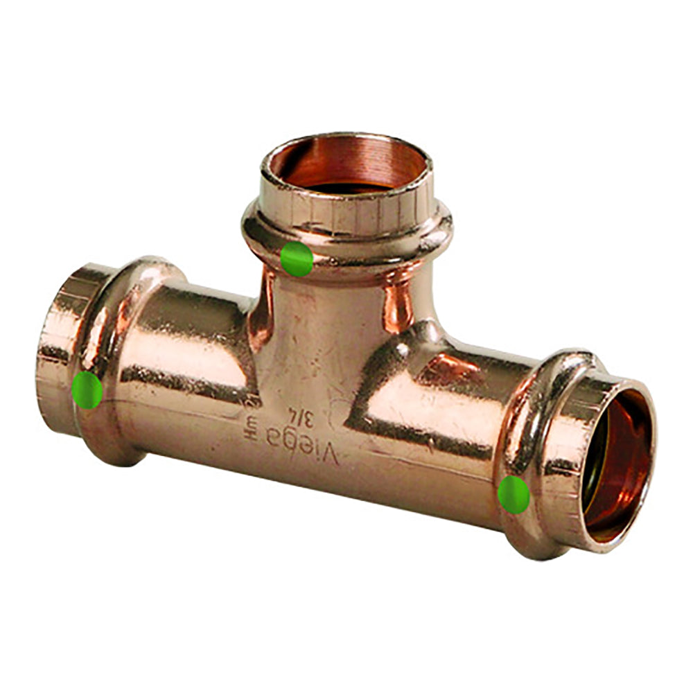 Viega ProPress 1/2" Copper Tee - Triple Press Connection - Smart Connect Technology