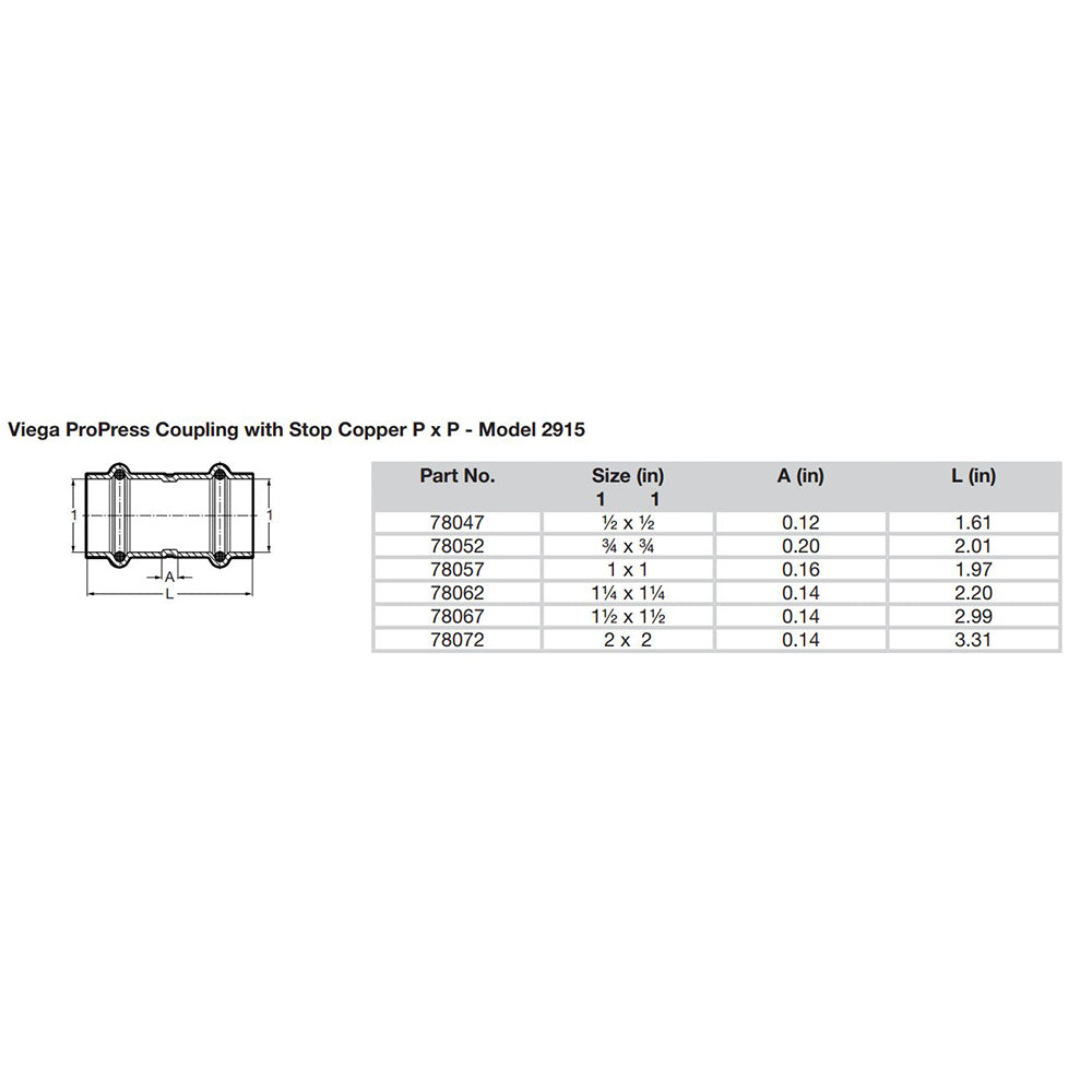 Viega ProPress 1" Copper Coupling w/Stop - Double Press Connection - Smart Connect Technology