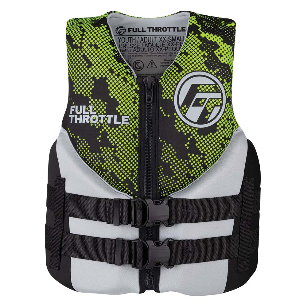 Full Throttle Junior Hinged Neoprene Life Jacket - Green