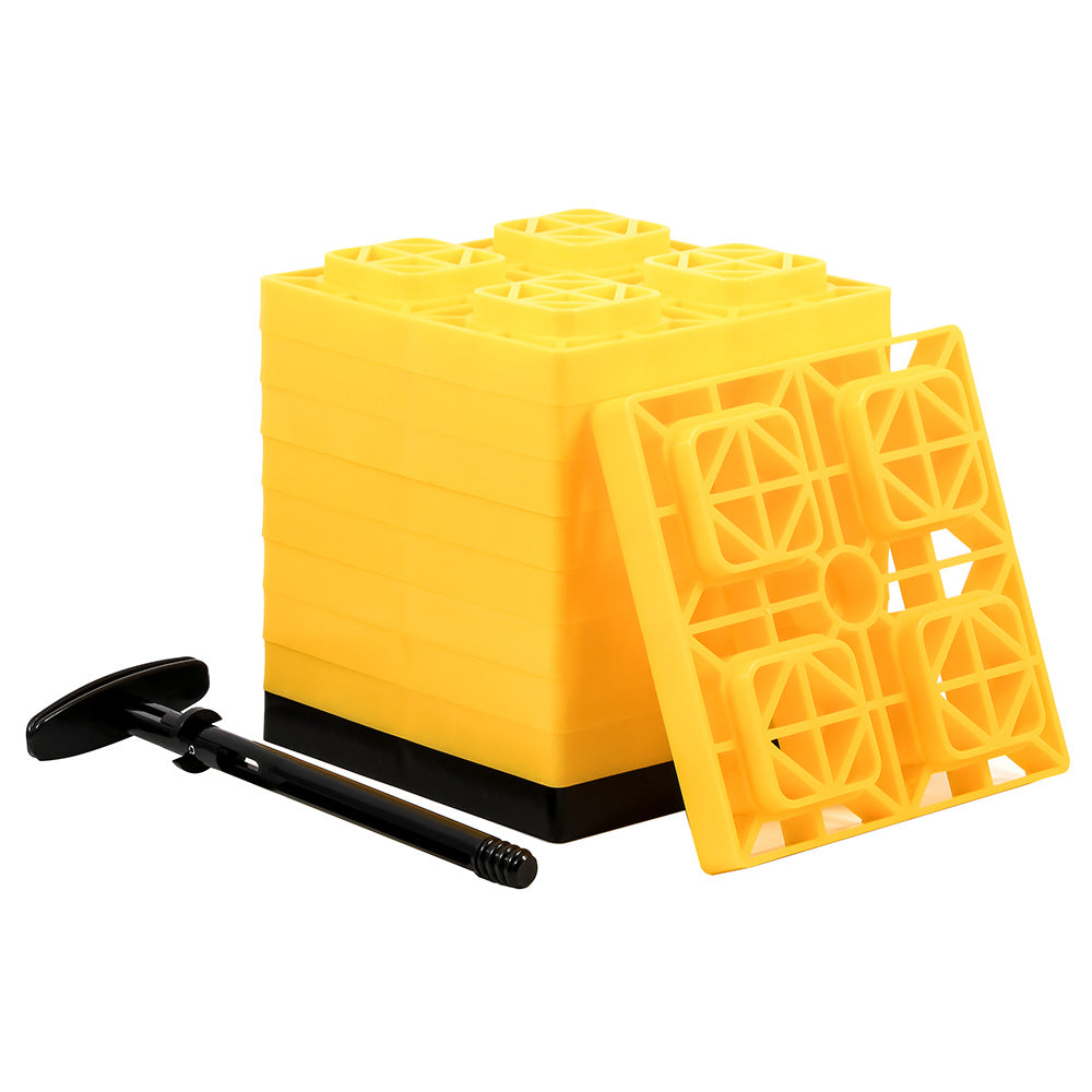 Camco FasTen Leveling Blocks w/T-Handle - 2x2 - Yellow *10-Pack