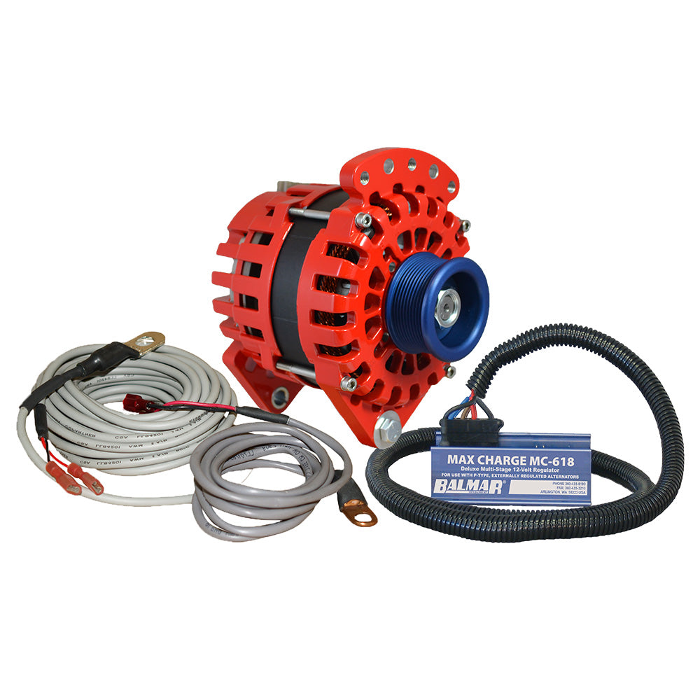 Balmar Alternator 170 AMP Kit 12V 3.15" Dual Foot Saddle J10 Pulley Regulator  Temp Sensor