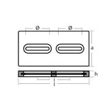 Tecnoseal Rectangular Zinc Plate Anode w/Inserts - 12" x 6" x 1"