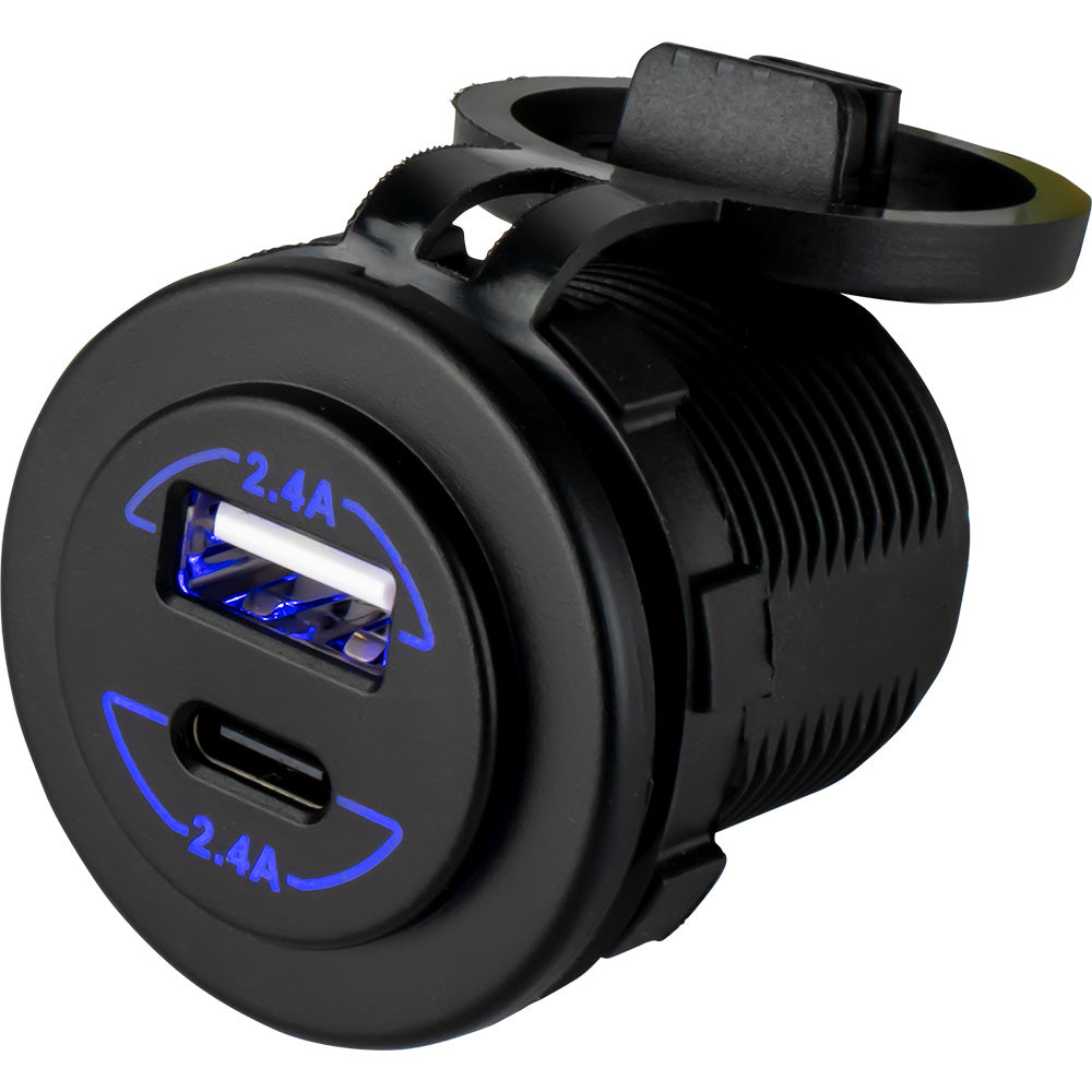 Sea-Dog Round Dual USB  USB-C Power Socket